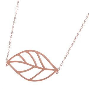 New 14K Rose Gold on Sterling Silver Leaf Necklace